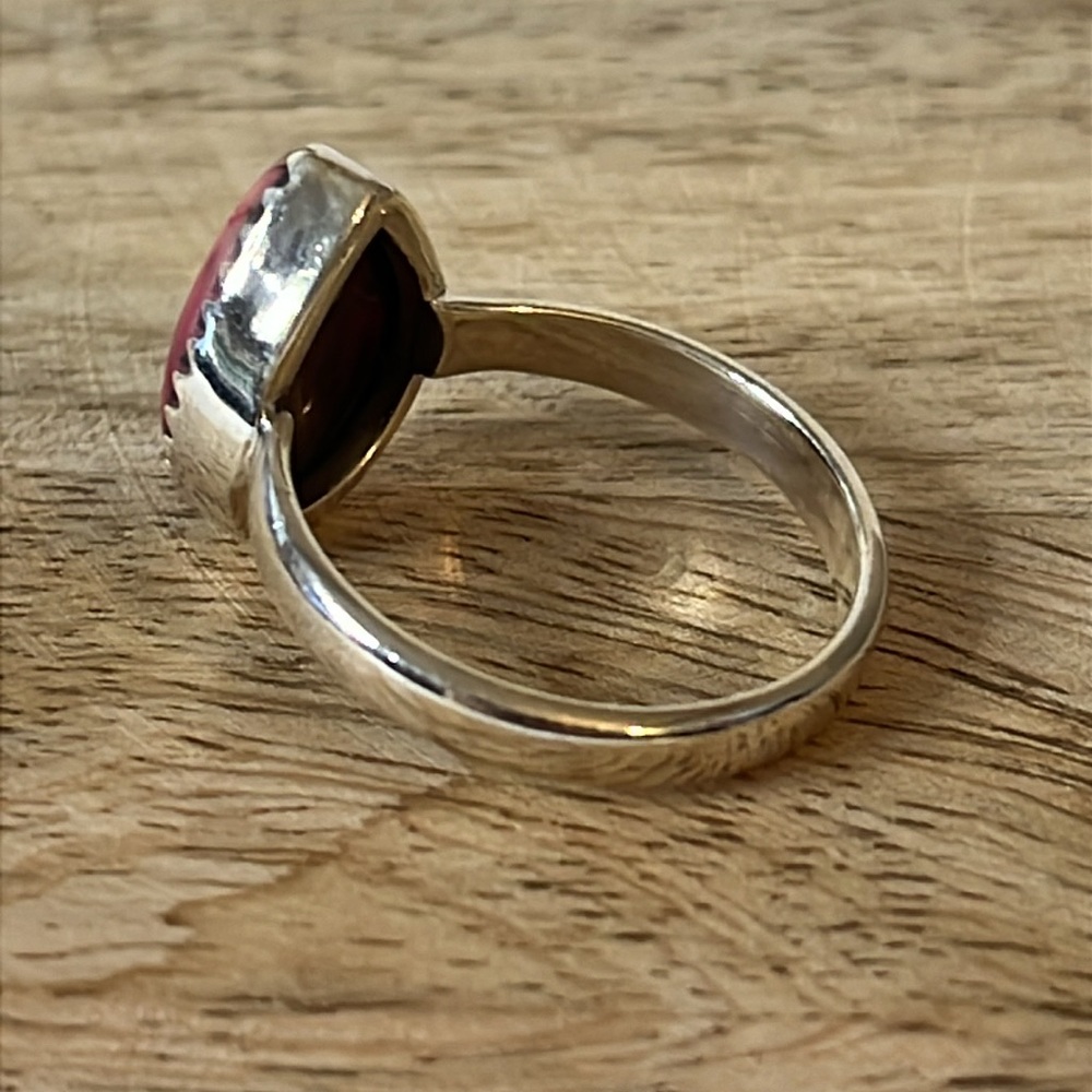 Red Rose Copper Dahlia 925 Solid Sterling Silver Gemstone Ring Size 8.25 - Picture 3 of 8